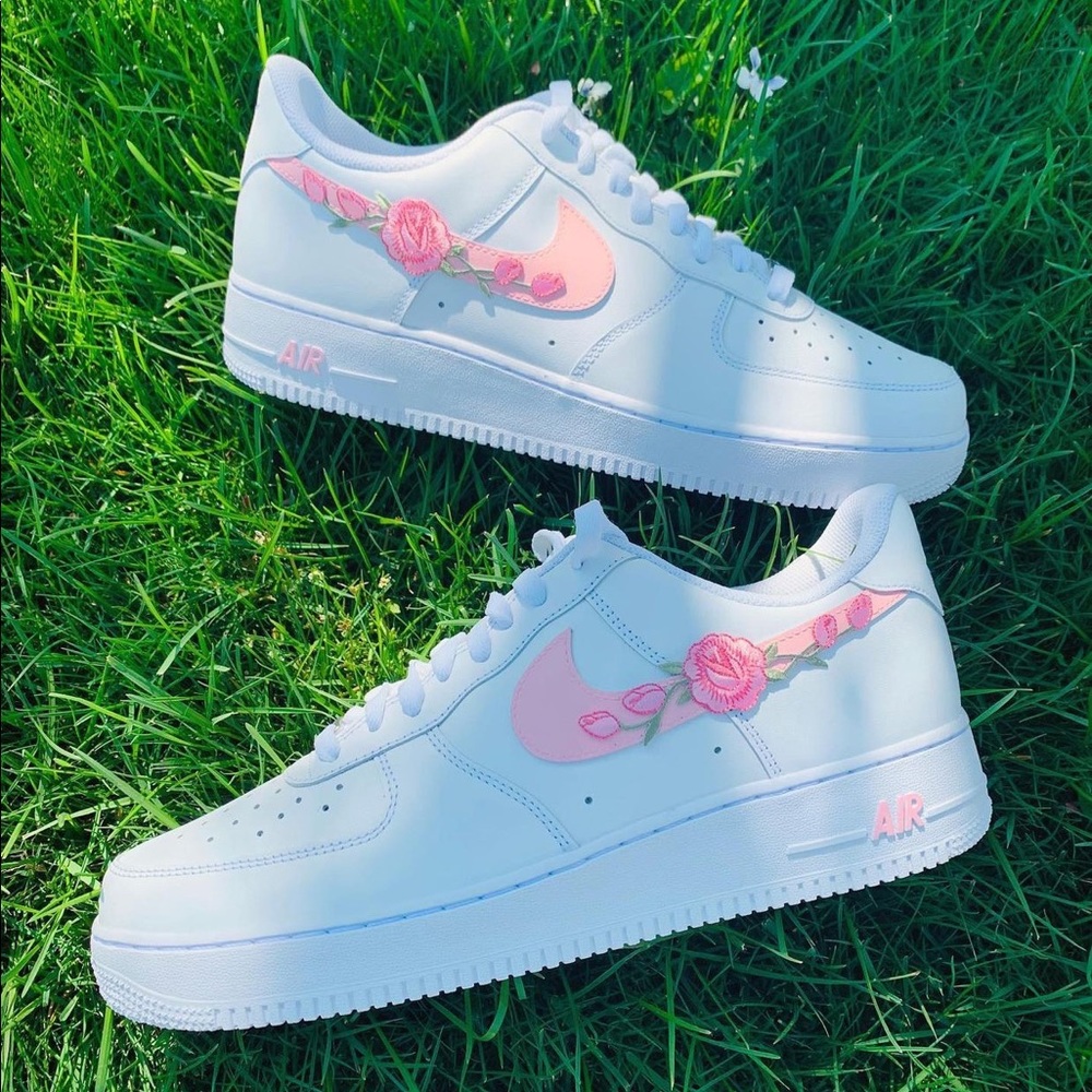 Custom Pink Rose Air Force 1 Shoes